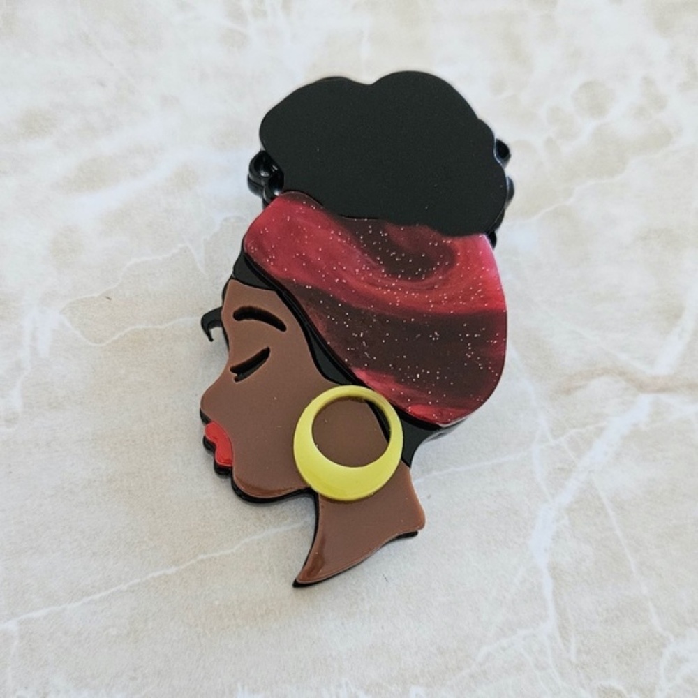 NWT Modern Lady Brooch Pin Gift Mom Present Daughter Aunt Grandma African Jewelr
